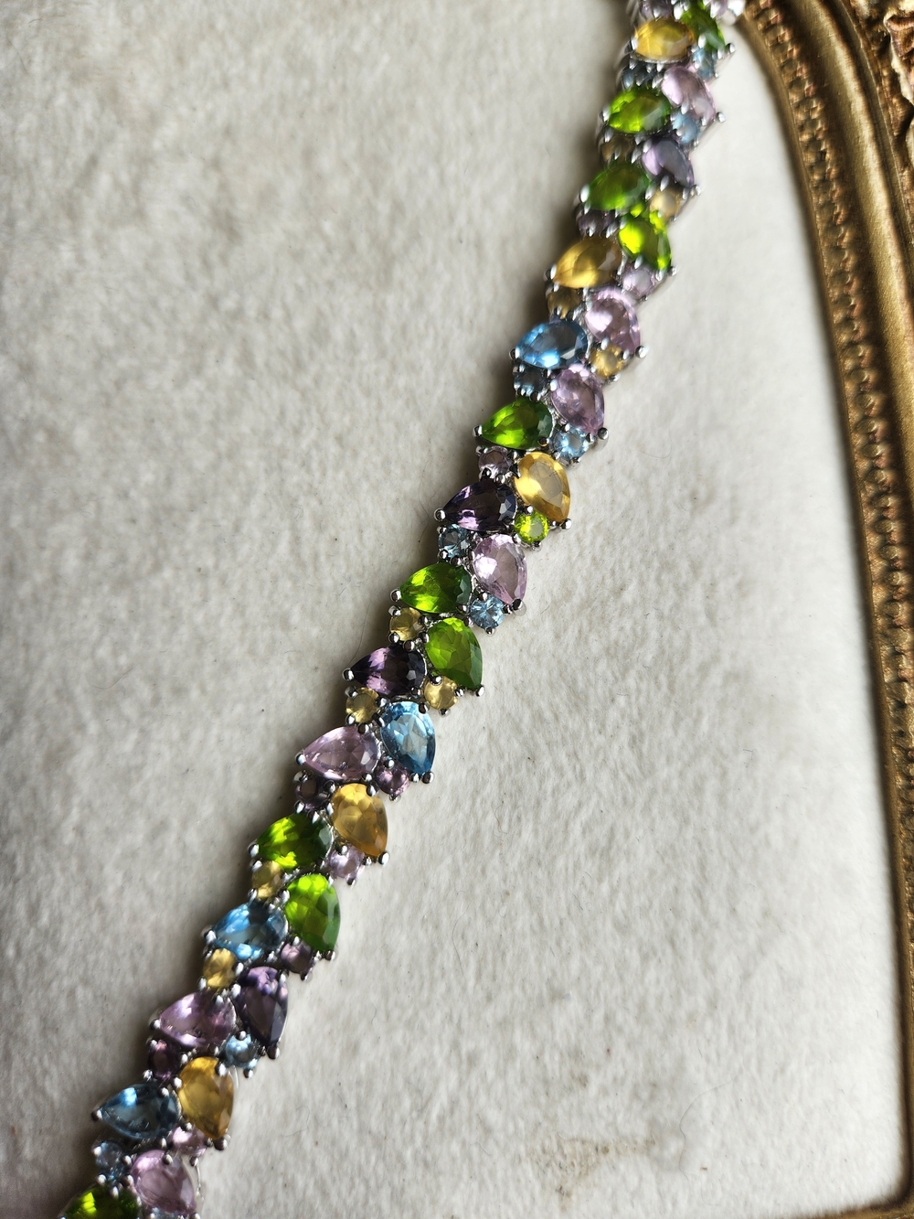 Artisan Multicolor Glass Teardrop Bracelet - Blue, Green, Yellow, Purple - Picture 10 of 11